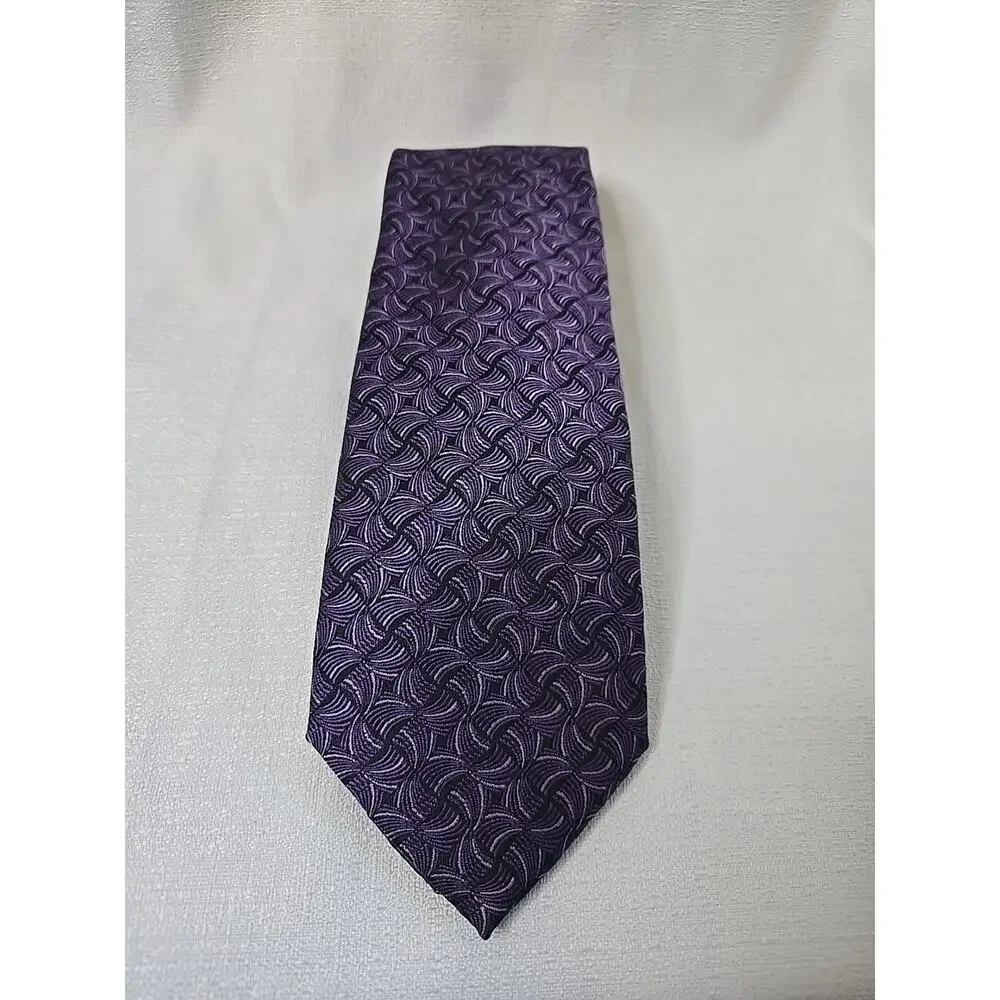 Lot of 2 Purple Designer Neckties Hilfiger 100% Silk Ferucci Polyester 2 Ties